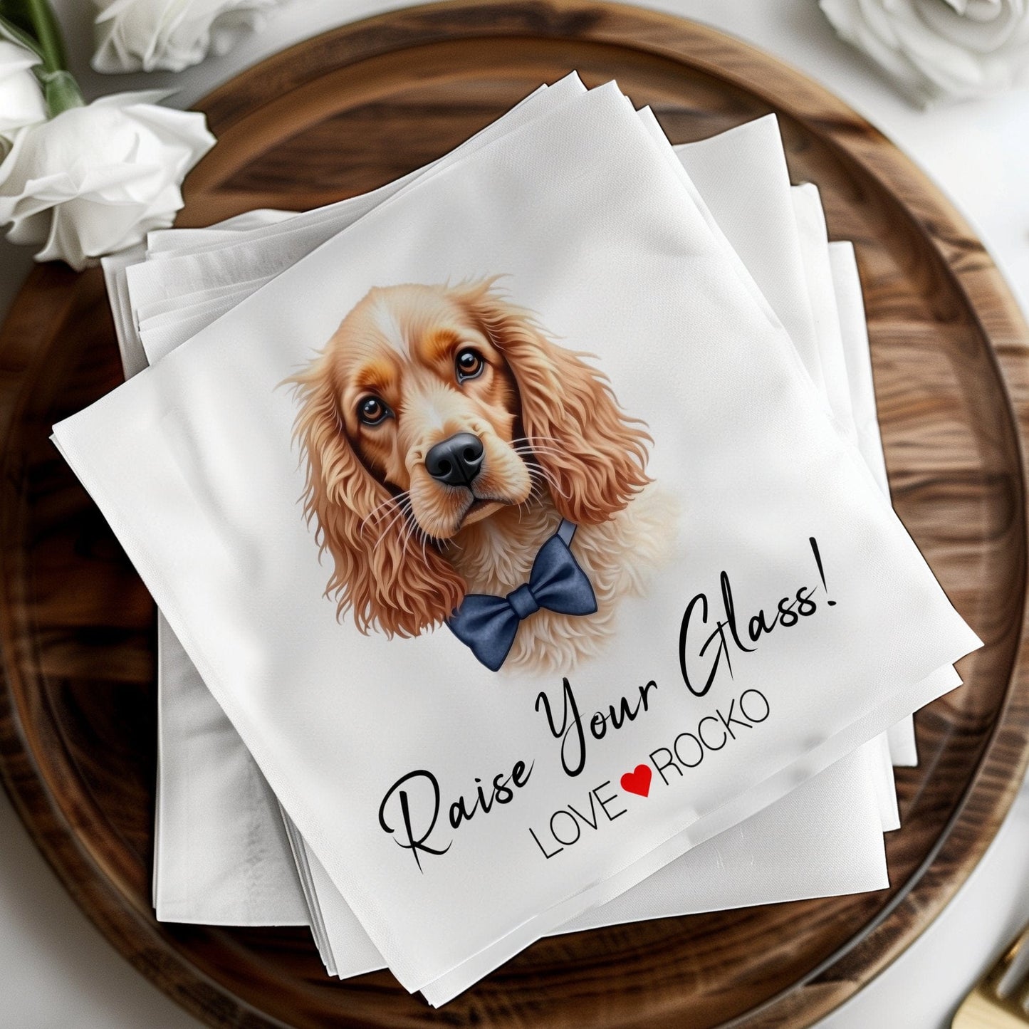 Custom Pet Portrait Wedding Party Napkin