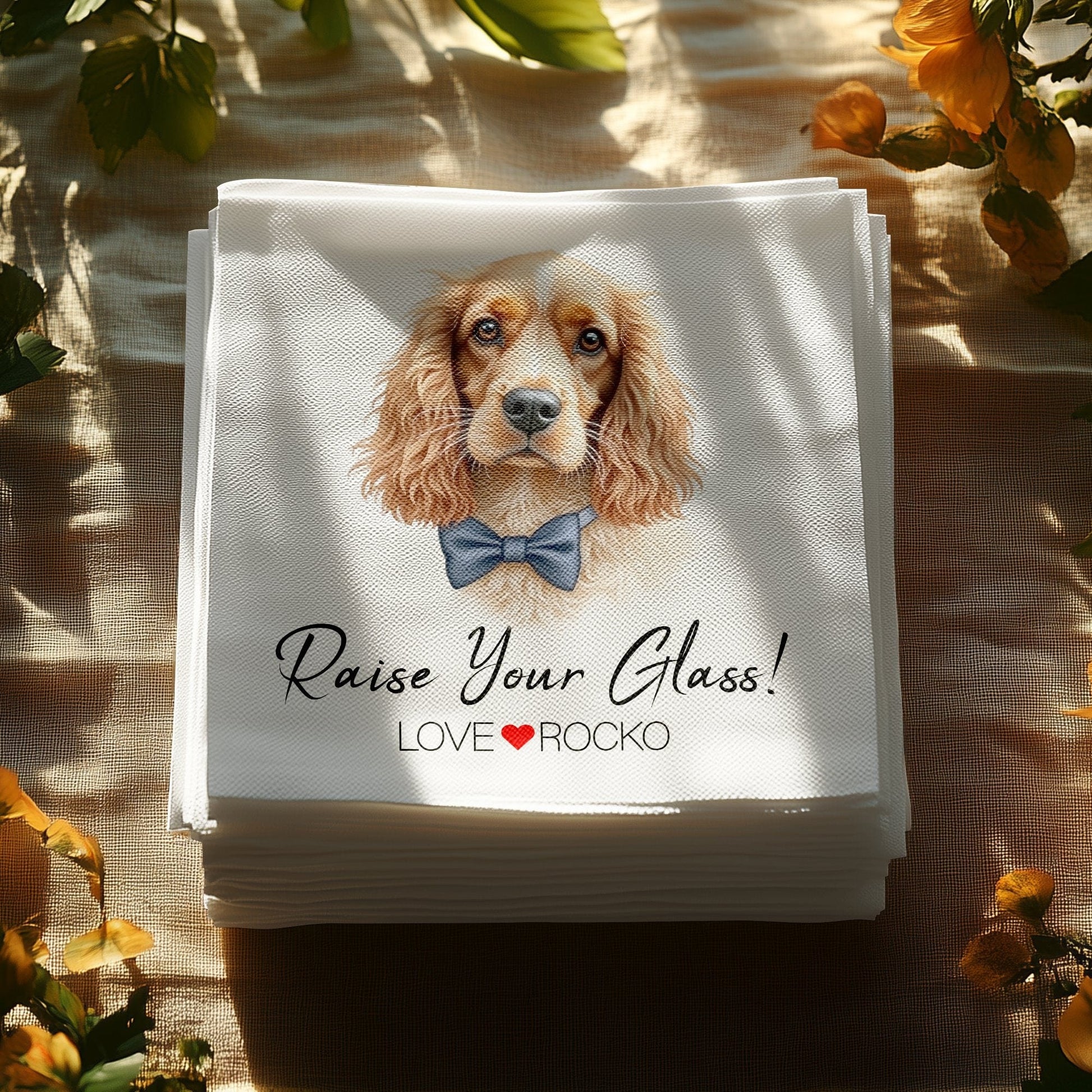 Custom Pet Portrait Wedding Party Napkin