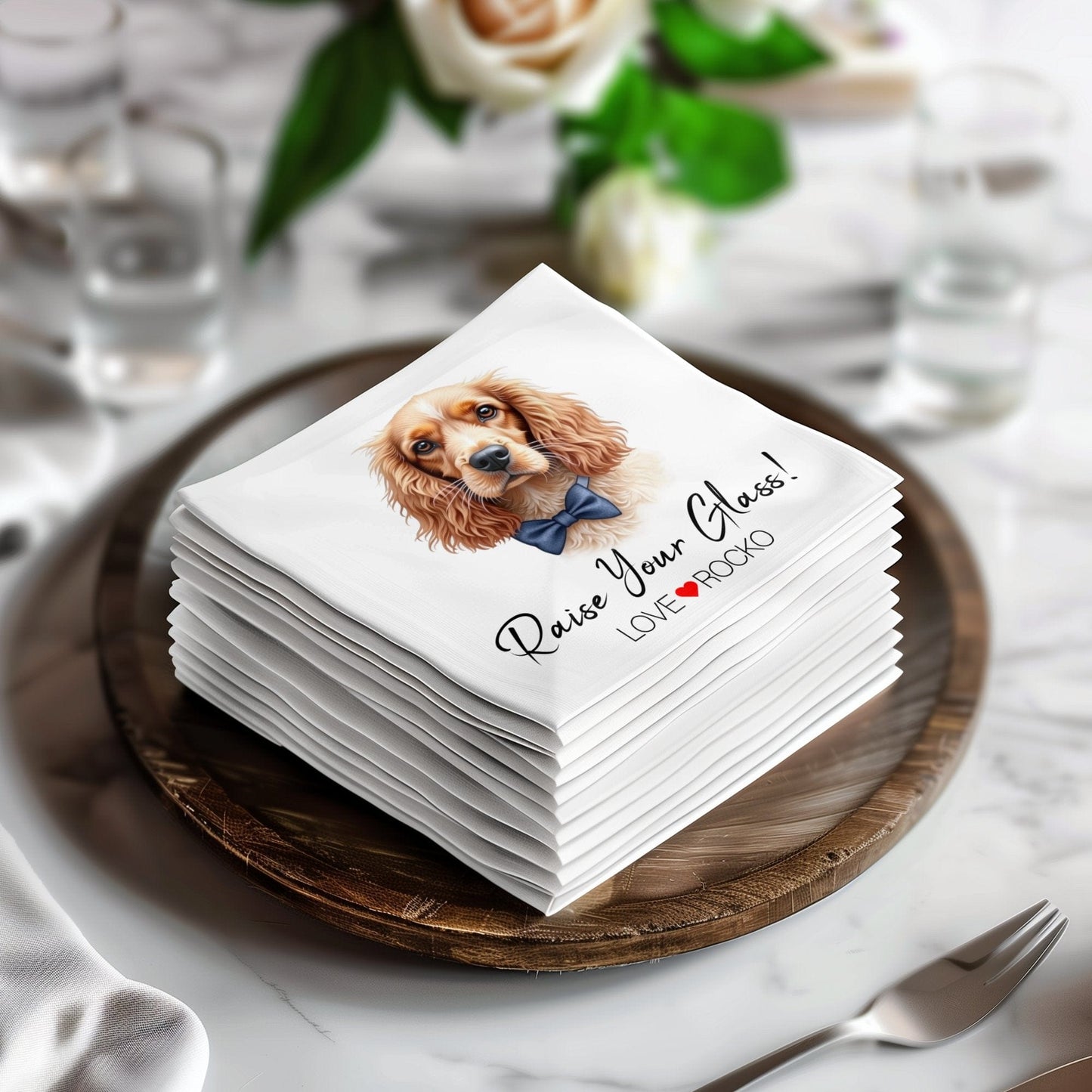 Custom Pet Portrait Wedding Party Napkin