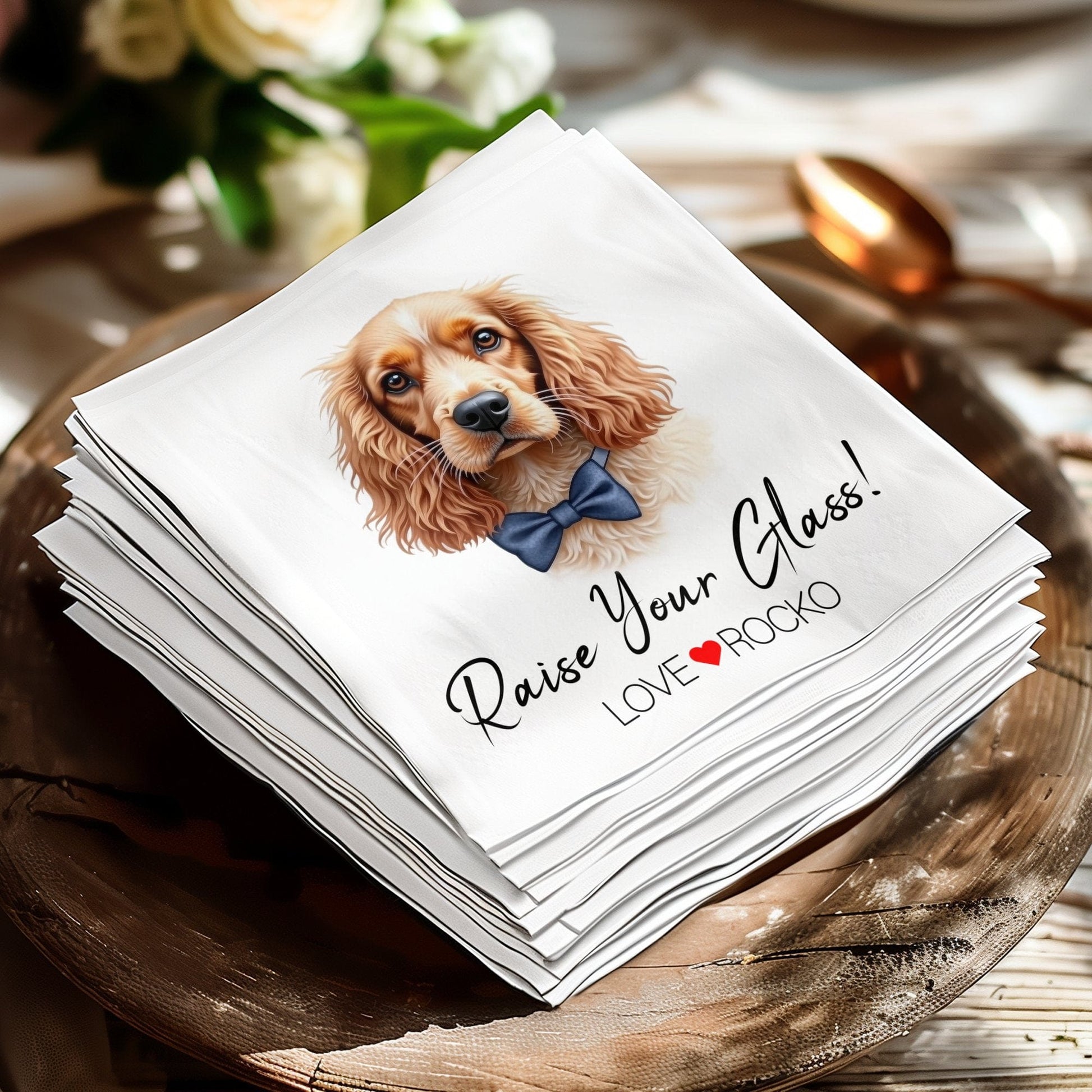 Custom Pet Portrait Wedding Party Napkin