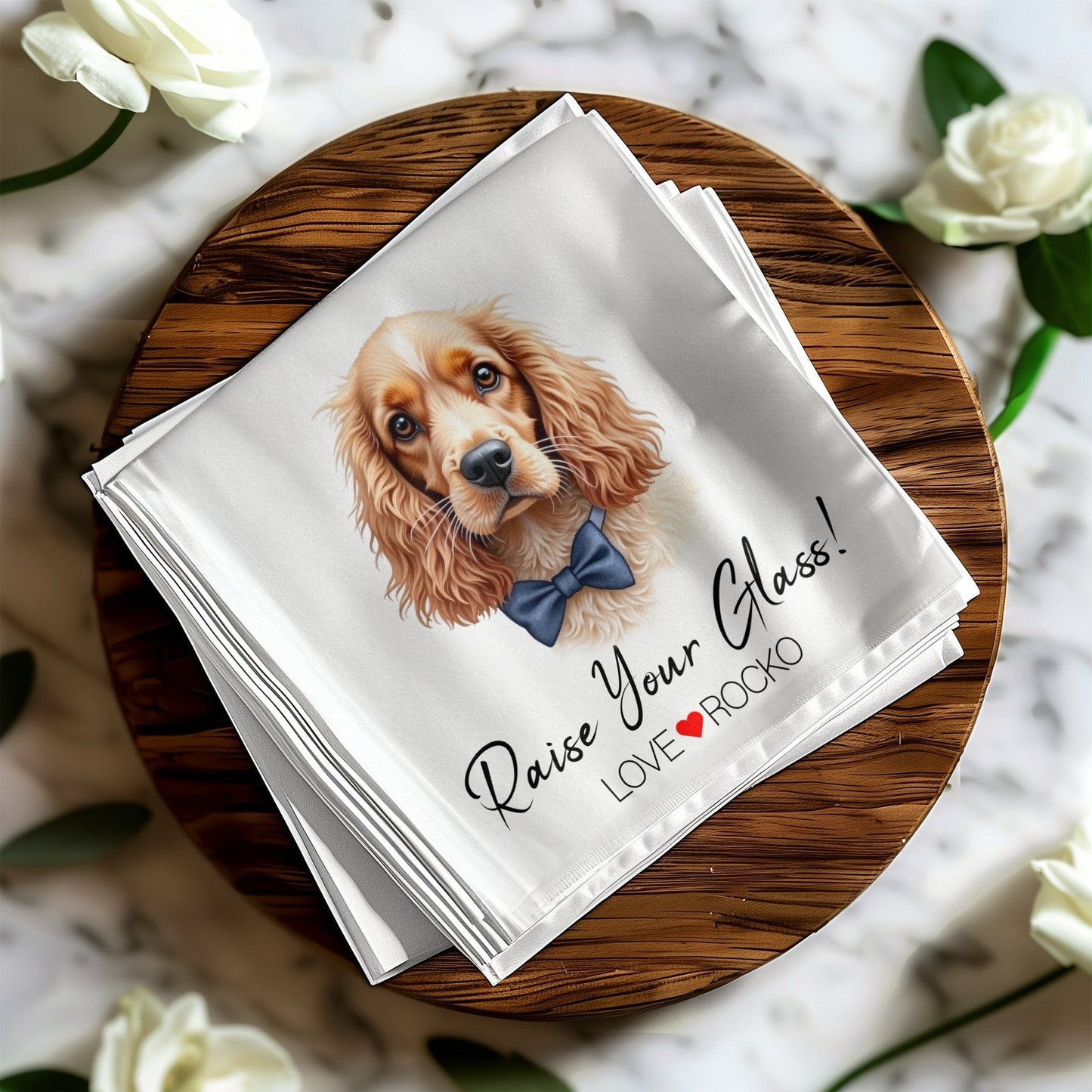 Custom Pet Portrait Wedding Party Napkin