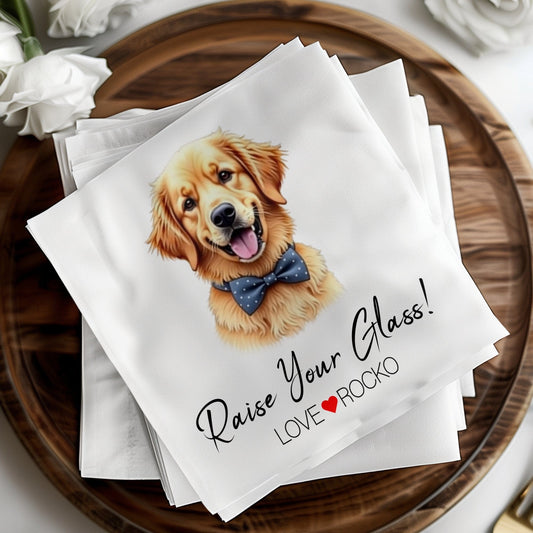 Custom Pet Portrait with Raise Your Glass Napkin