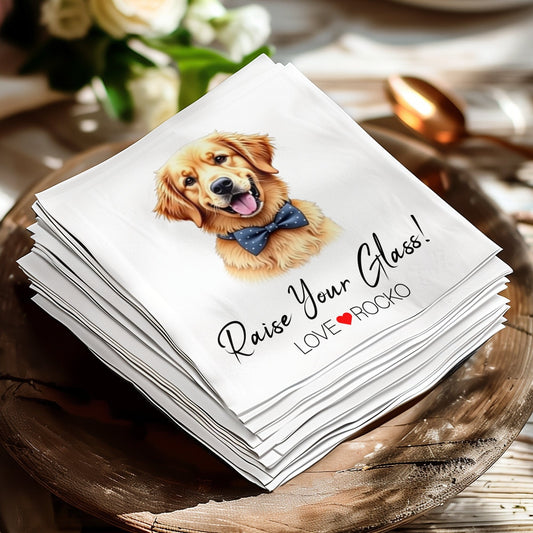 Custom Pet Portrait with Raise Your Glass Napkin