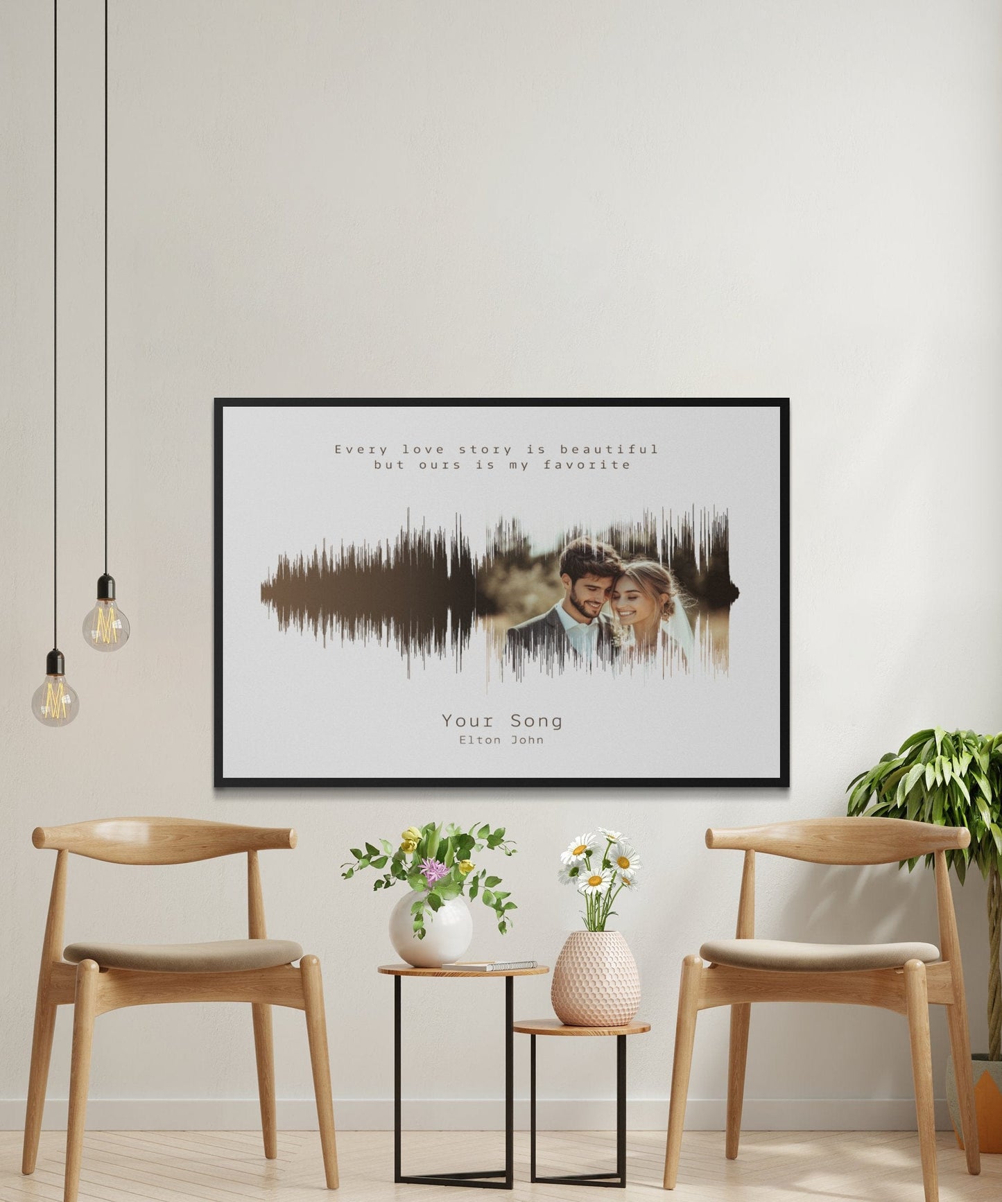 Custom Sound Wave Art with Photo and Song Lyrics - Personalized Wall Art