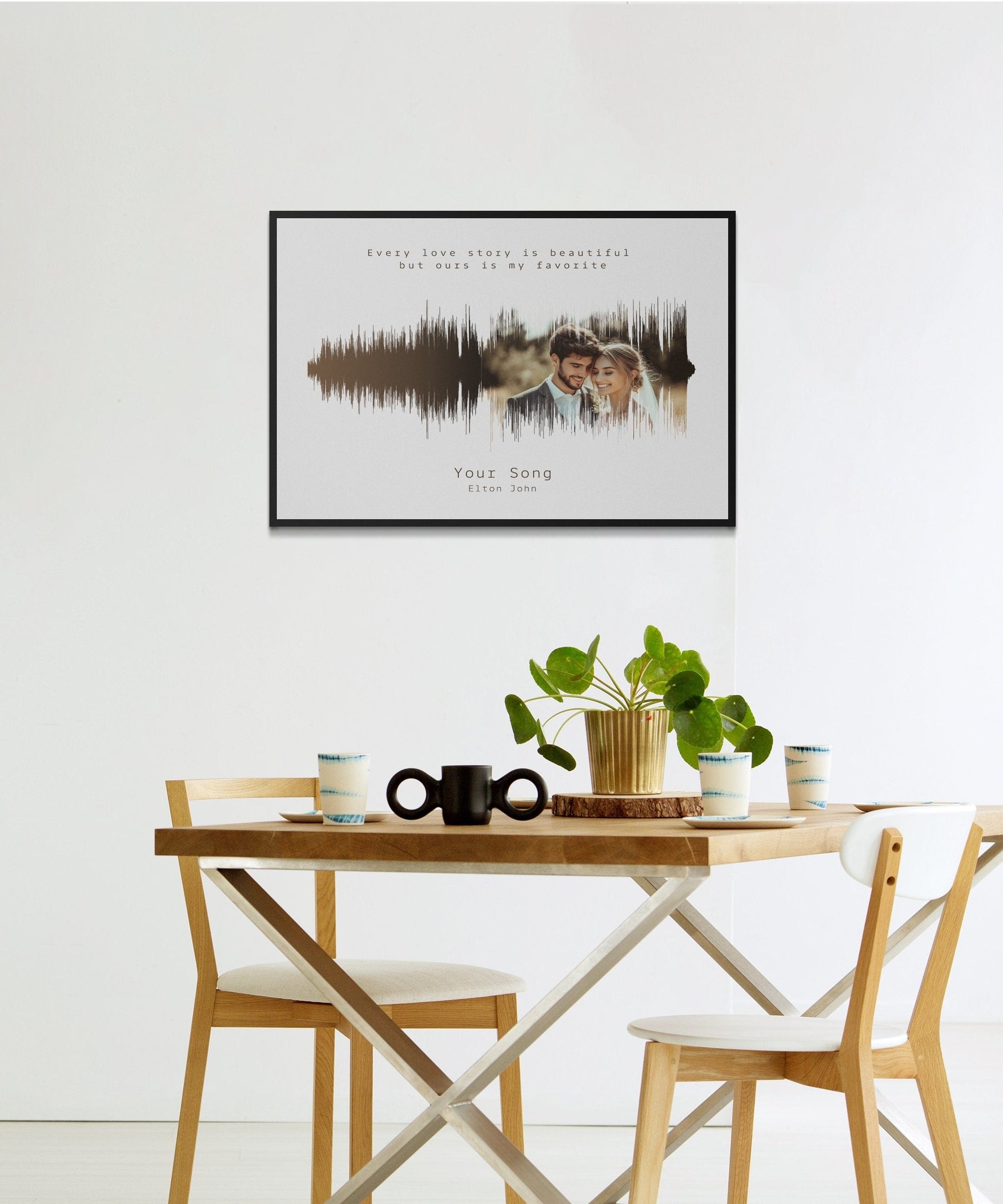 Custom Sound Wave Art with Photo and Song Lyrics - Personalized Wall Art