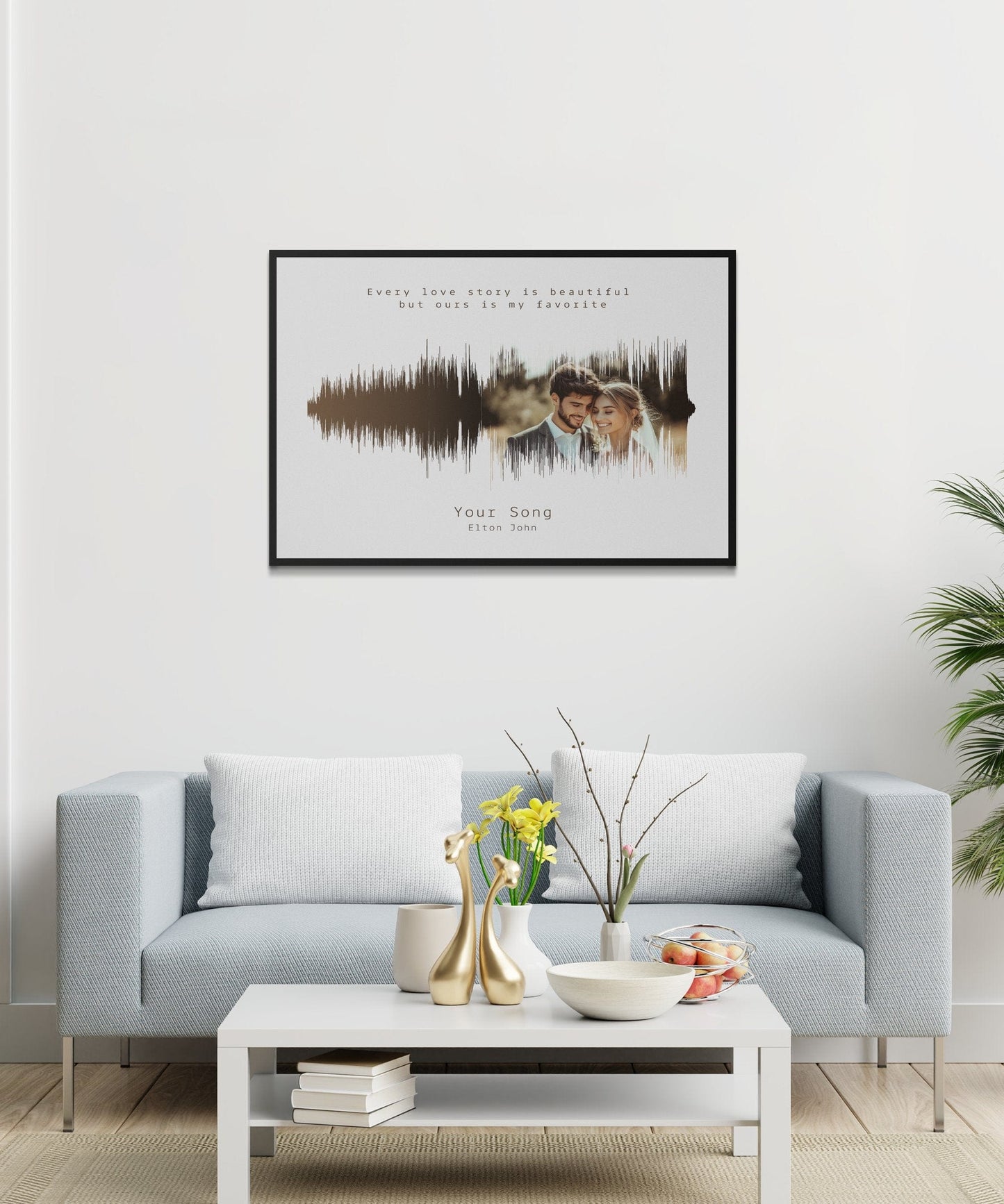 Custom Sound Wave Art with Photo and Song Lyrics - Personalized Wall Art