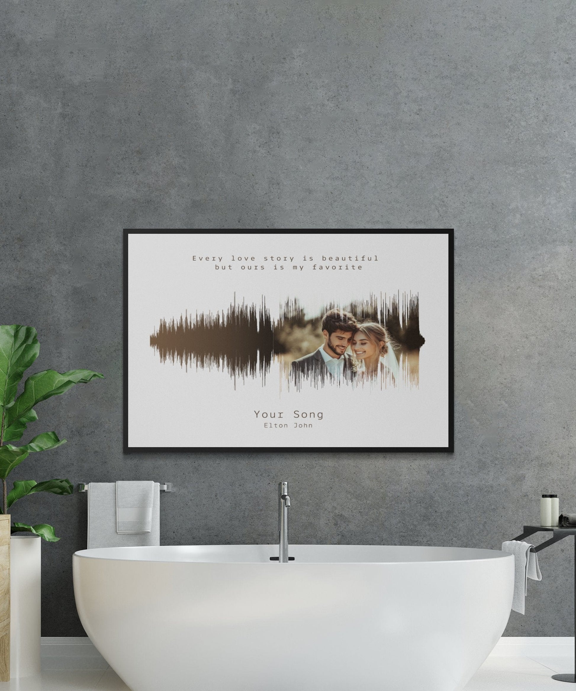 Custom Sound Wave Art with Photo and Song Lyrics - Personalized Wall Art