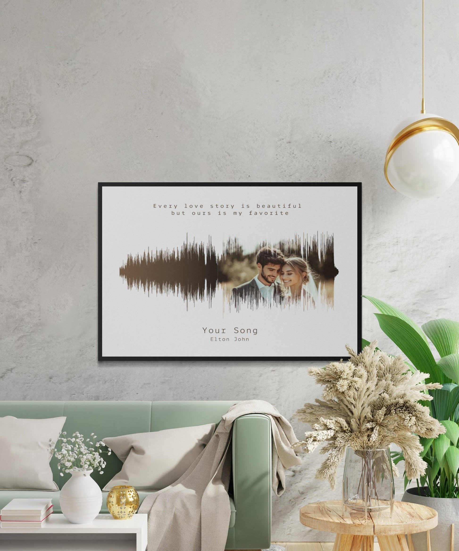 Custom Sound Wave Art with Photo and Song Lyrics - Personalized Wall Art