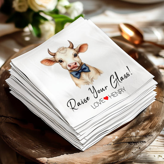 Custom Wedding Napkin Featuring Pet Watercolour Portrait Napkin