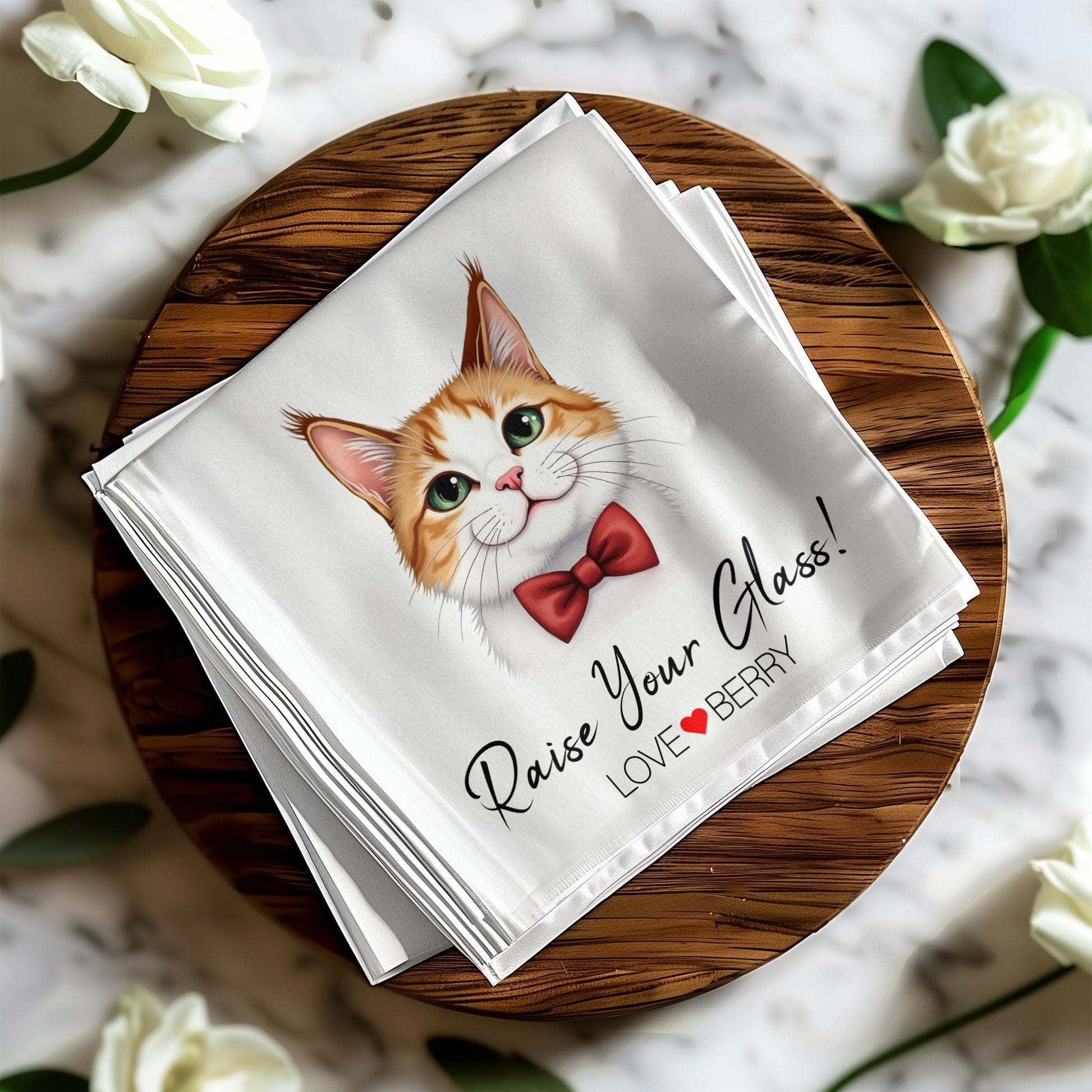 Custom Wedding Napkin Watercolour Pet Portrait Napkin