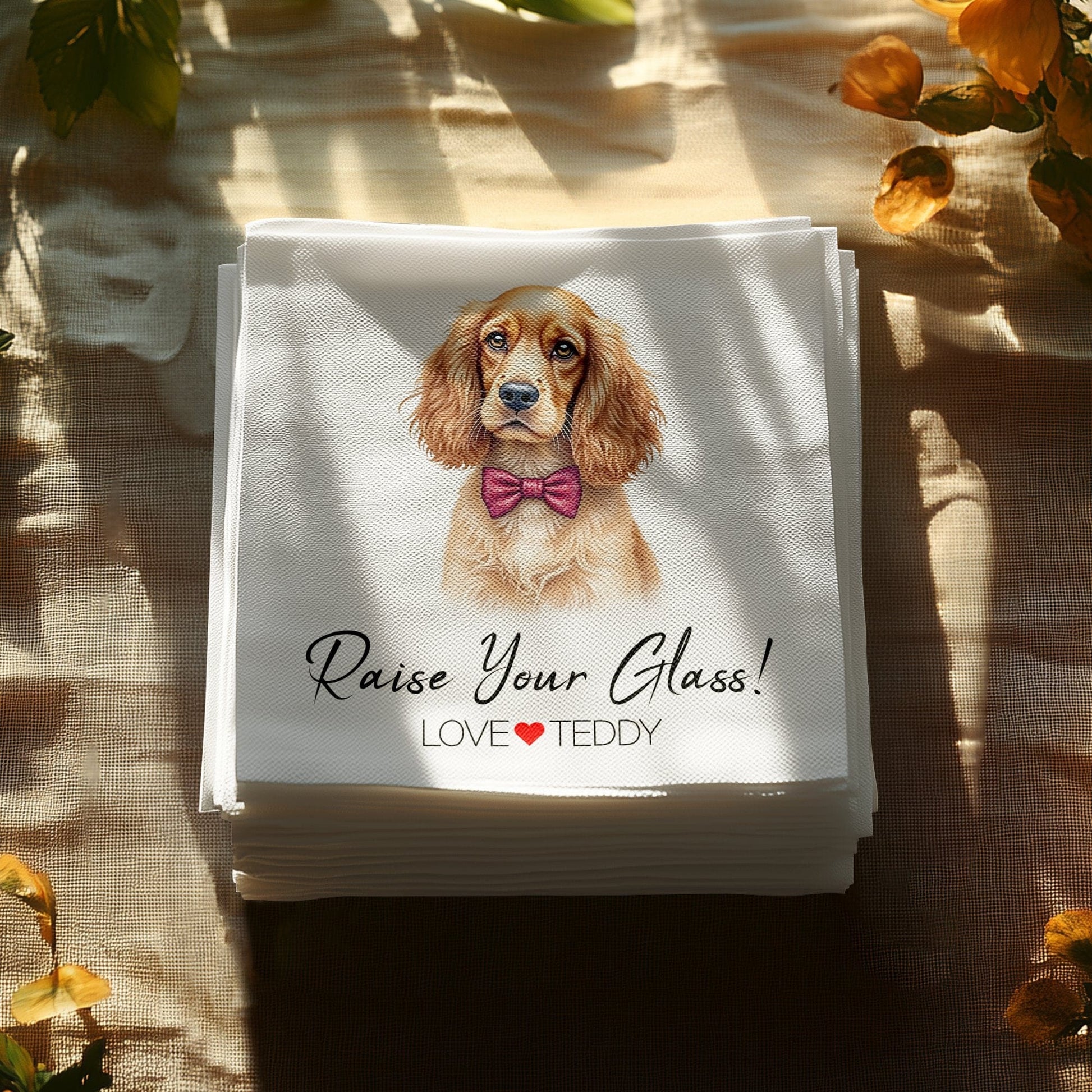 Custom Wedding Napkin with Watercolor Pet Portrait Napkin