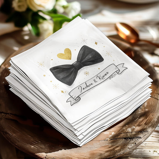 Elegant Bow Tie Design Personalized Wedding Event Napkin