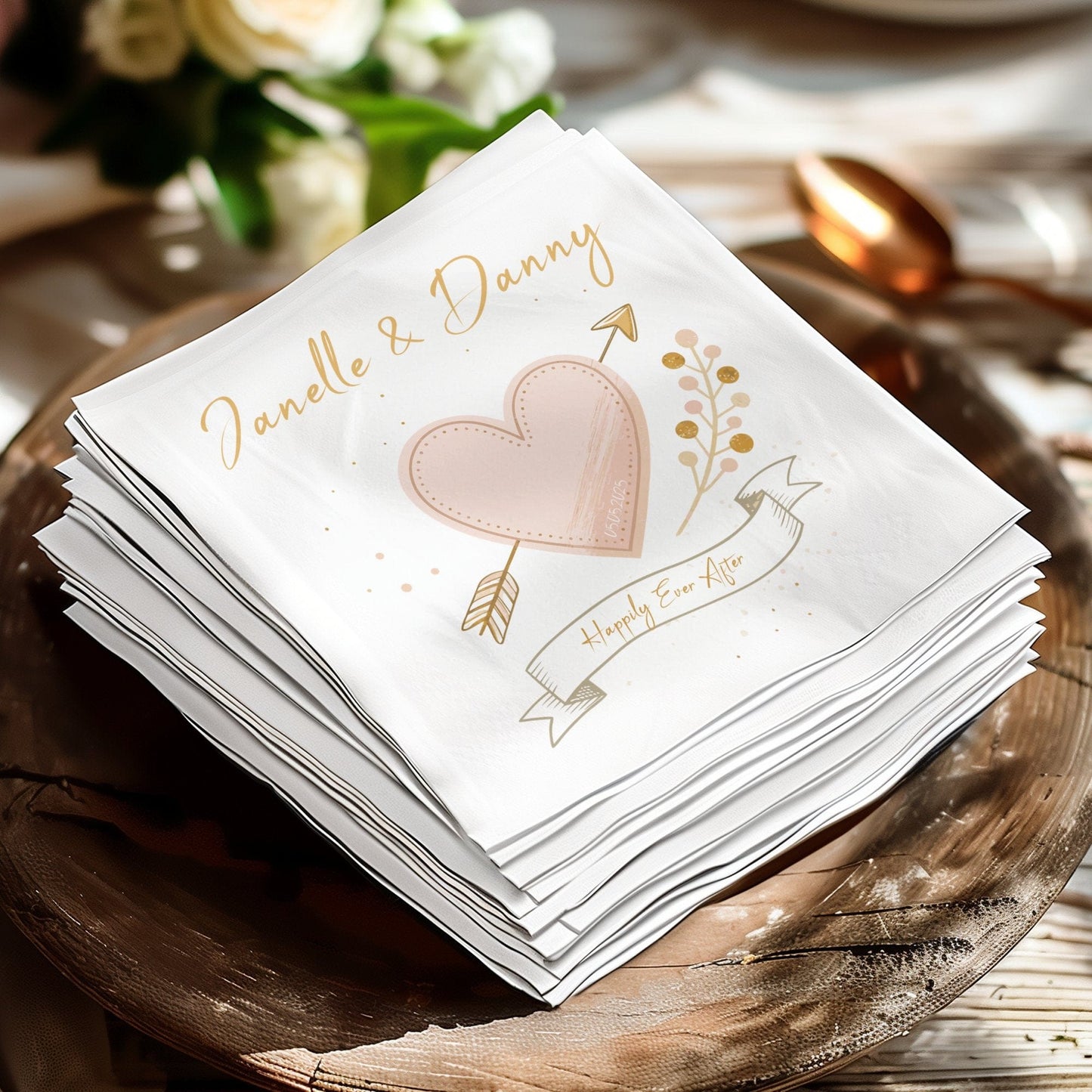 Happily Ever After Design Personalized Wedding Napkin