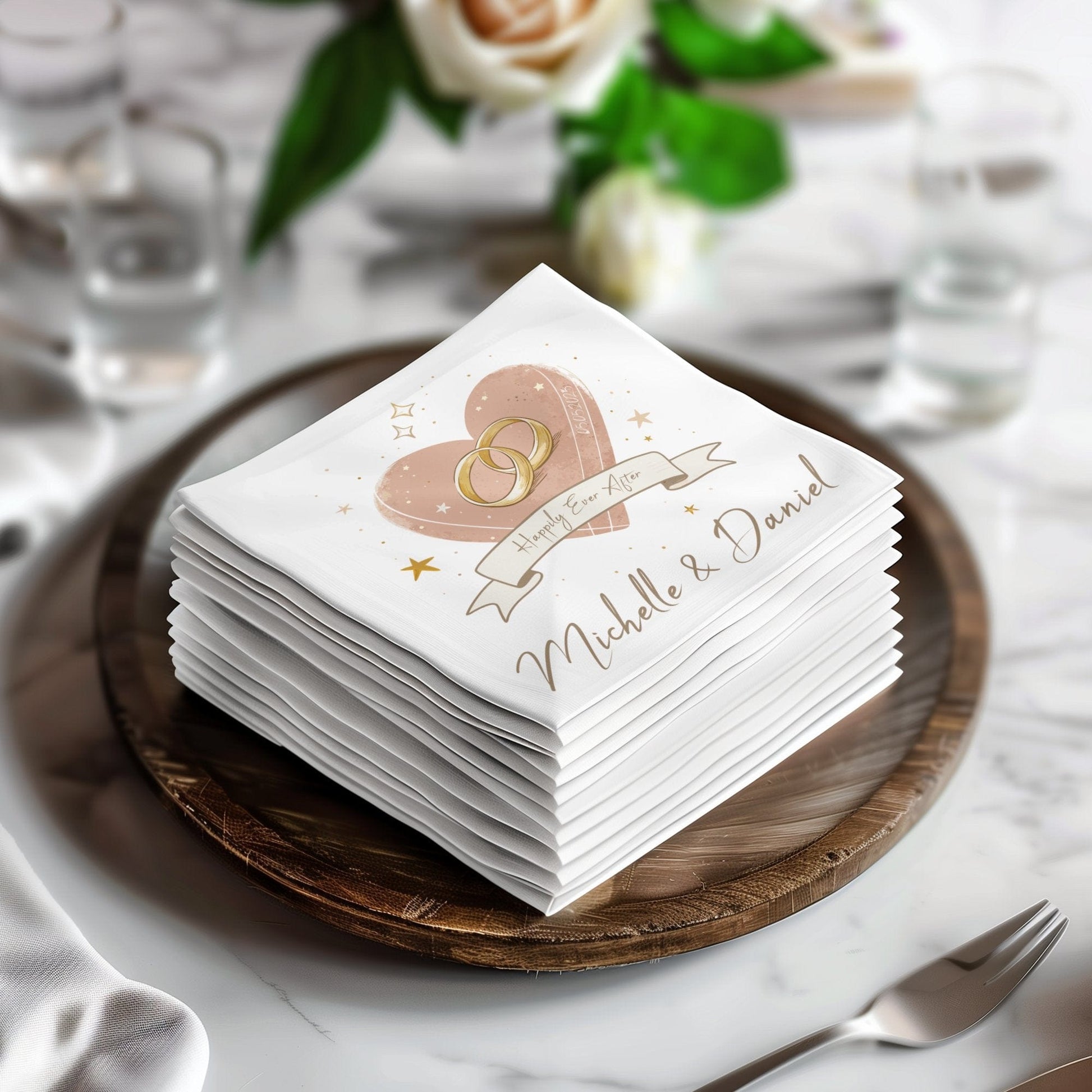 Happily Ever After Personalised Wedding Napkin