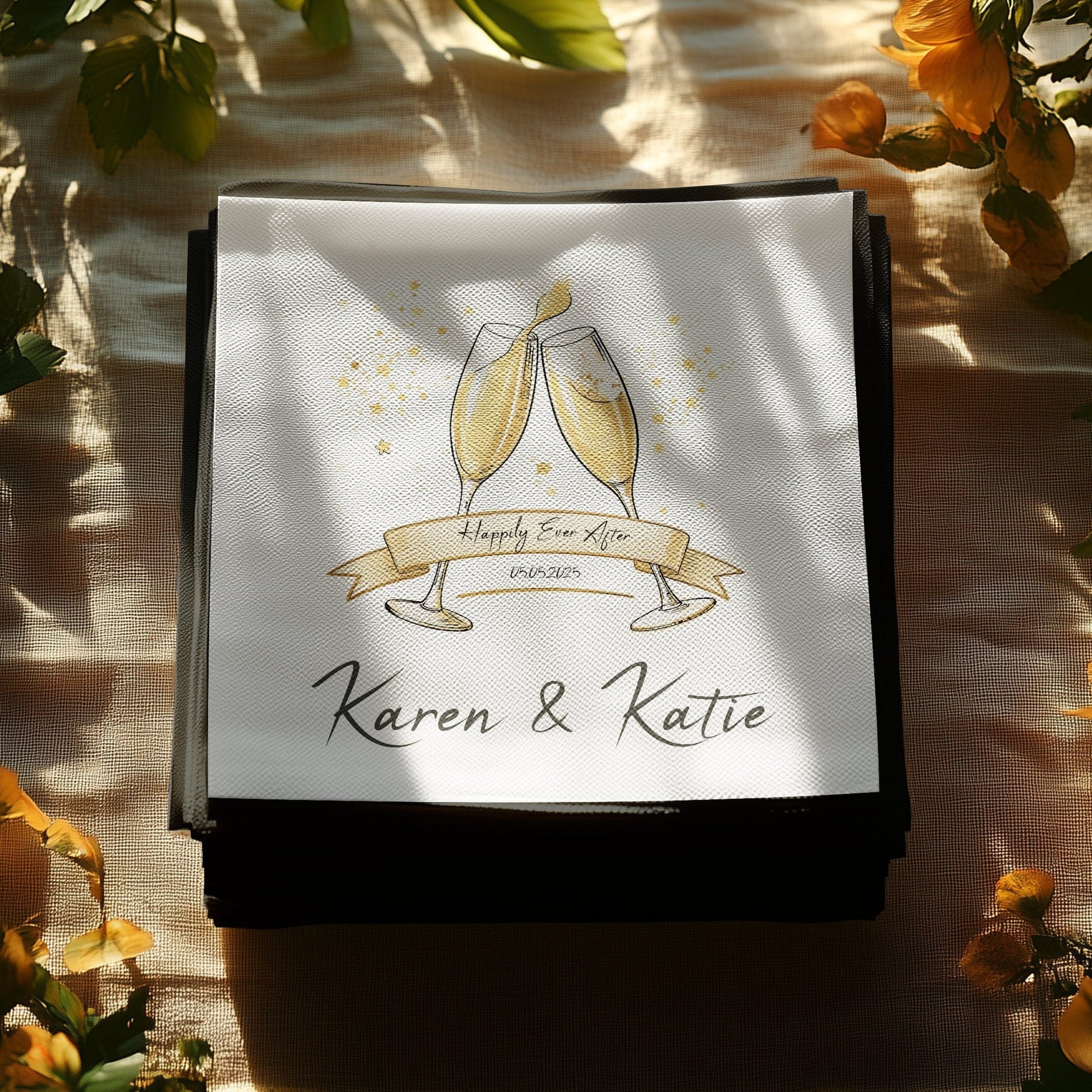 Happily Ever After Wedding Event Champagne Toast Napkin