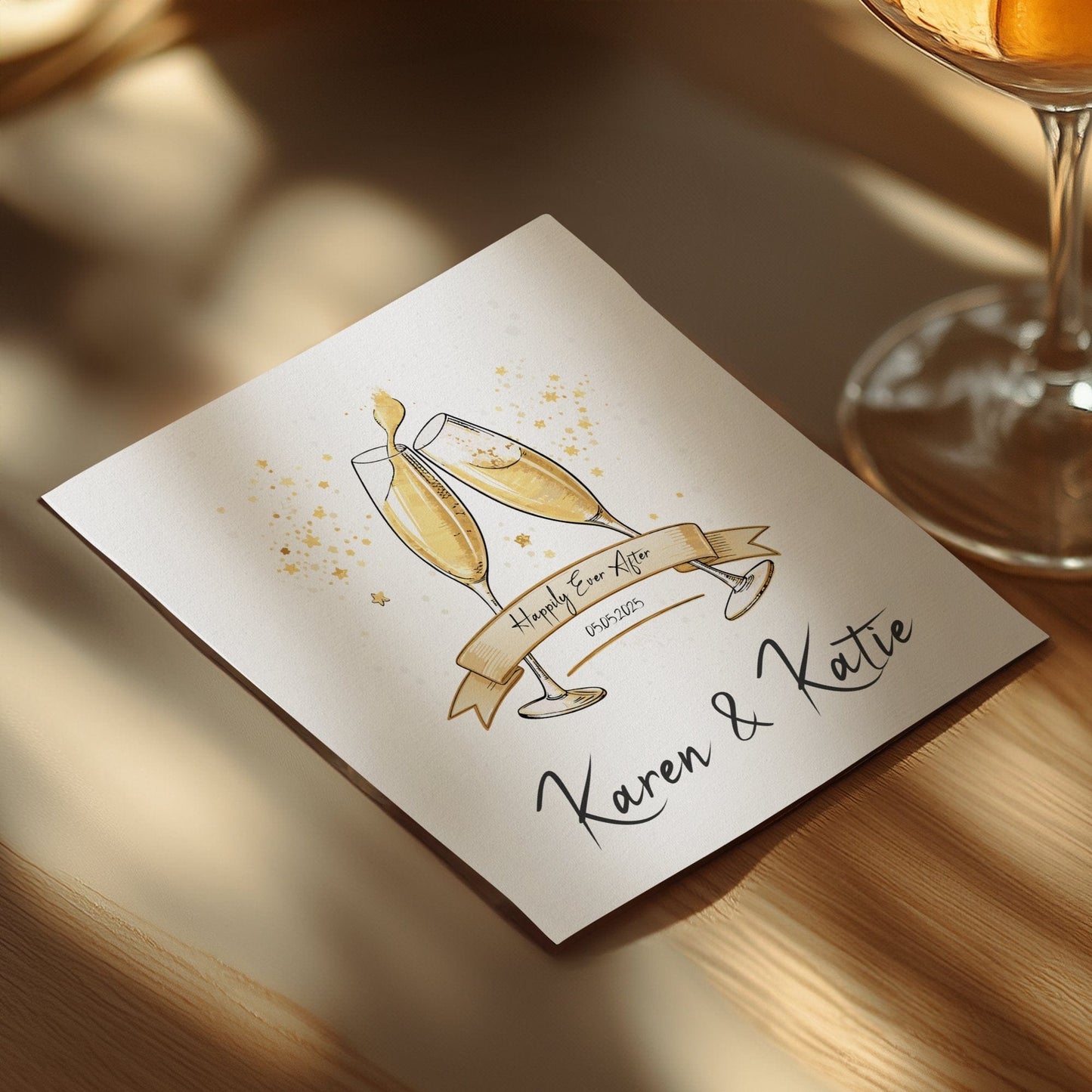 Happily Ever After Wedding Event Champagne Toast Napkin