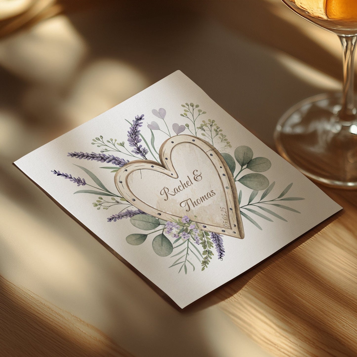 Personalised Wedding Event Napkins with Heart Design Napkin