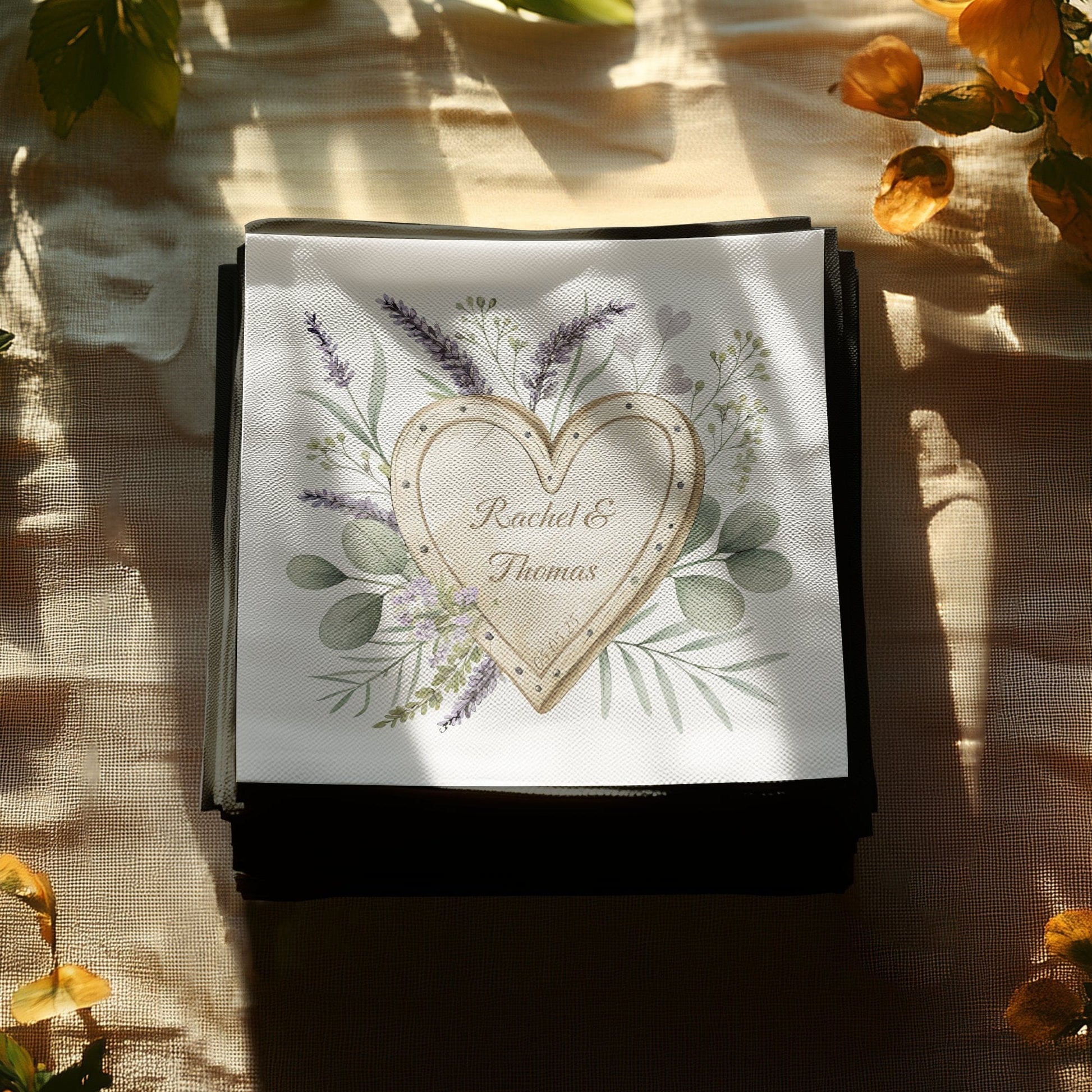 Personalised Wedding Event Napkins with Heart Design Napkin