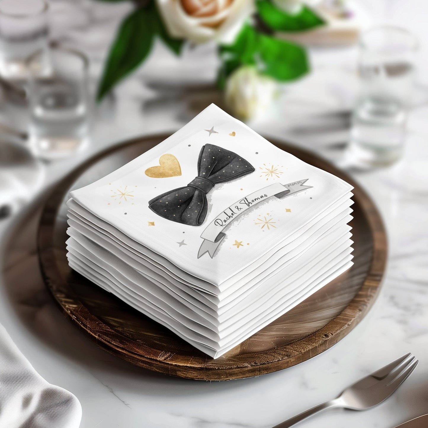 Personalized Event Napkin with Elegant Bow Design Napkin