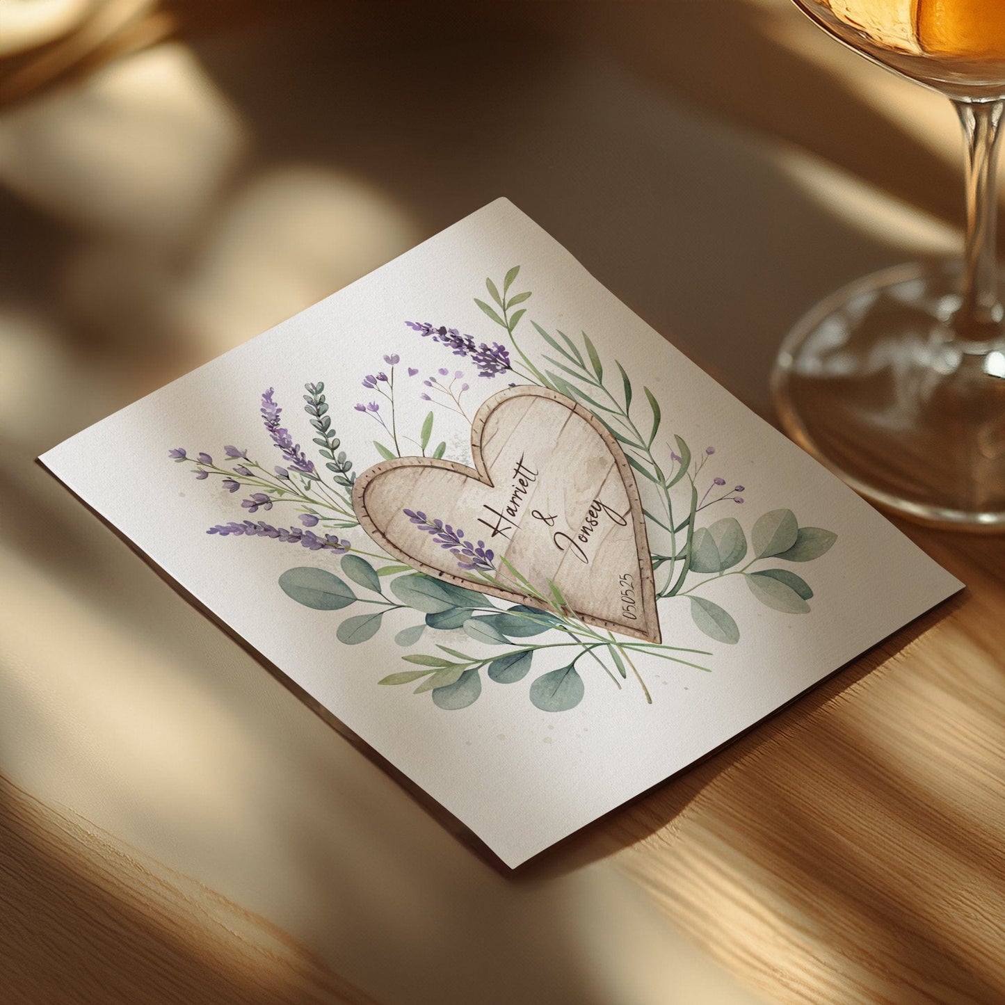 Personalized Heart and Floral Wedding Event Napkin