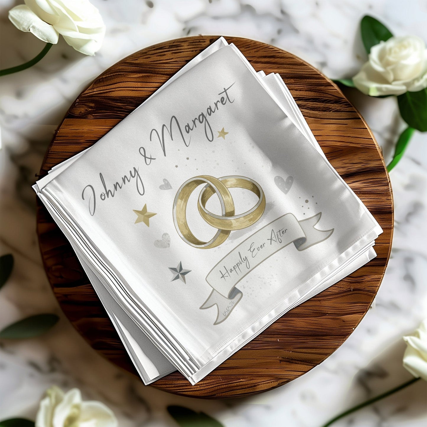 Personalized Wedding Event Napkin happily ever after design