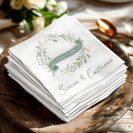 Personalized Wedding Napkin Happily Ever After Design