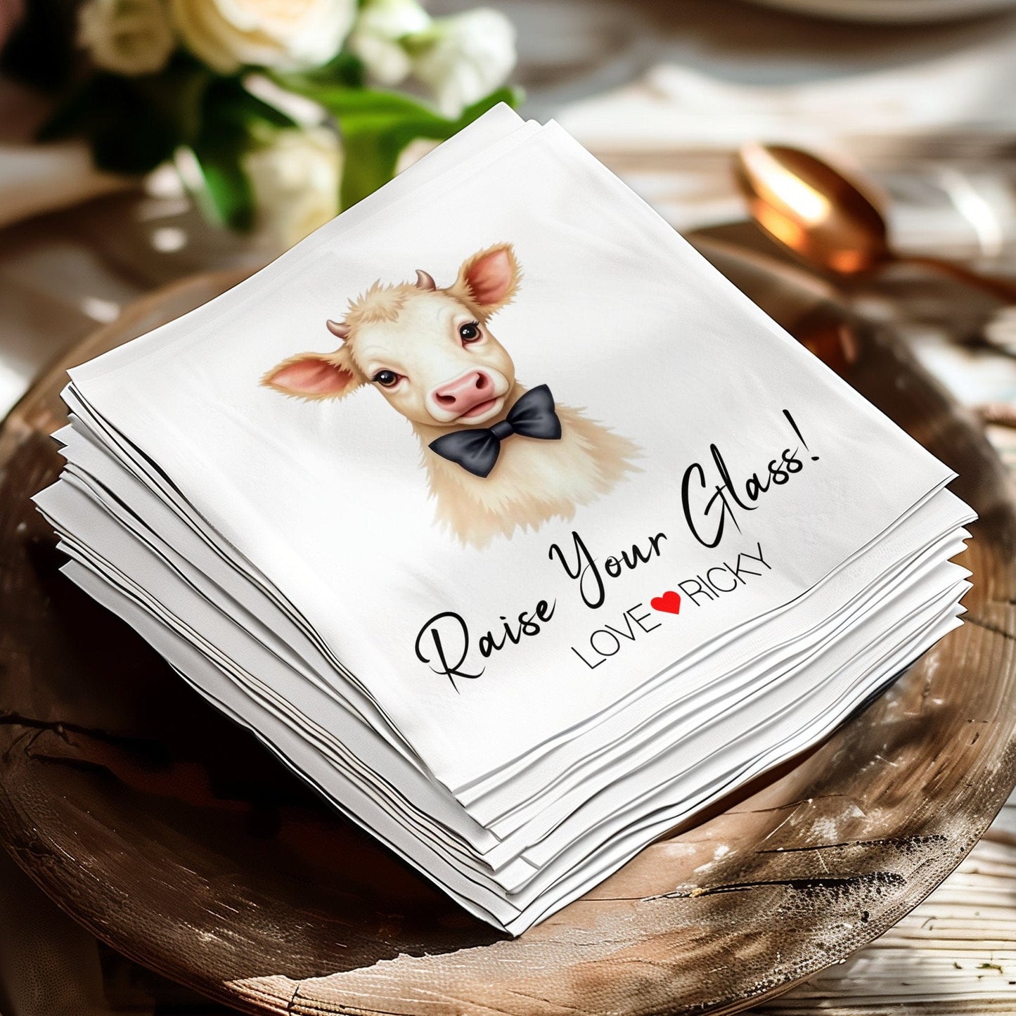 Raise Your Glass Custom Napkin with Pet Portrait