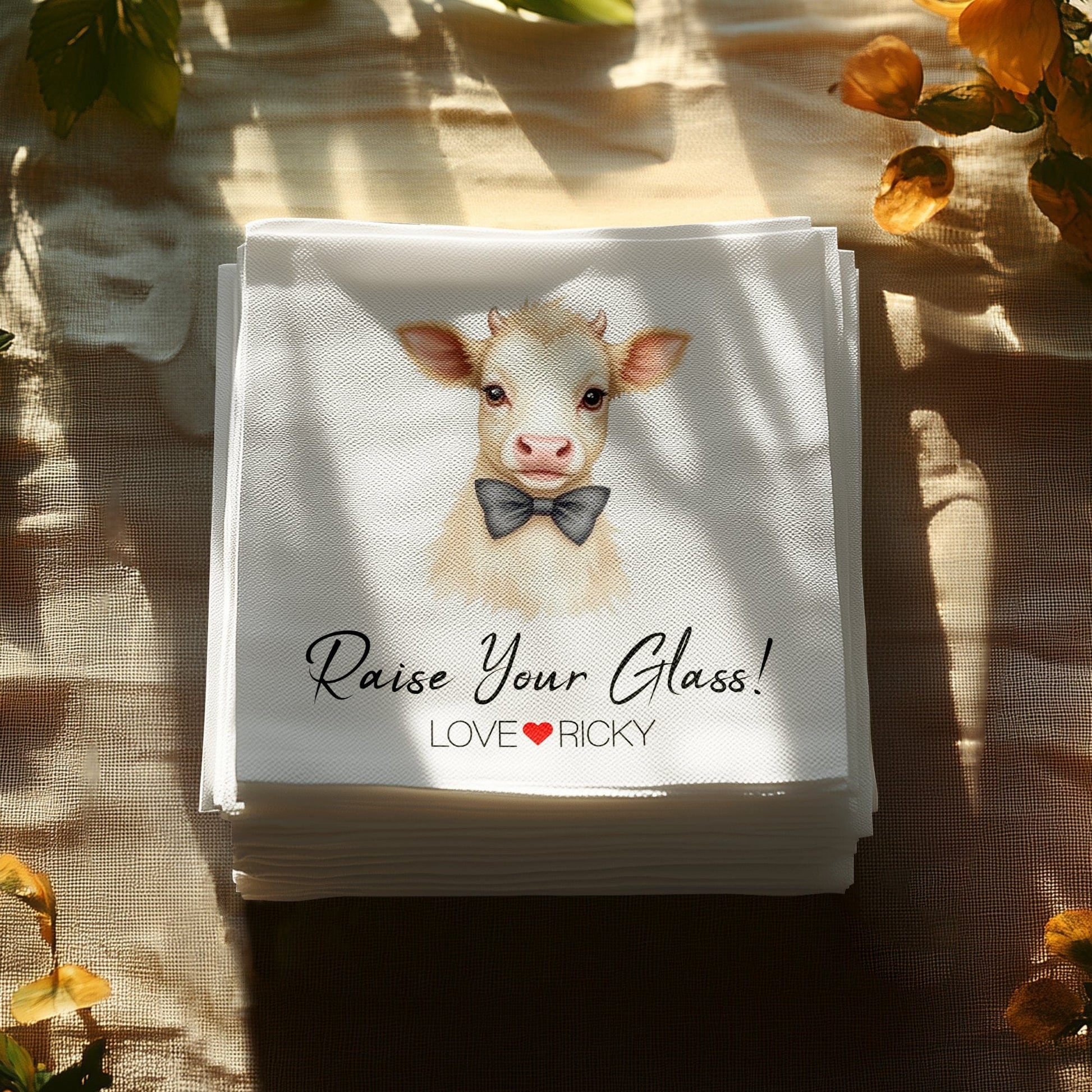 Raise Your Glass Custom Napkin with Pet Portrait