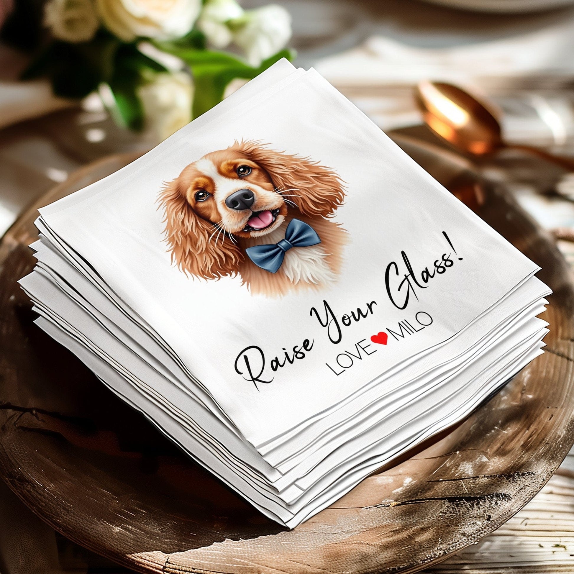 Raise Your Glass Custom Pet Portrait Napkin