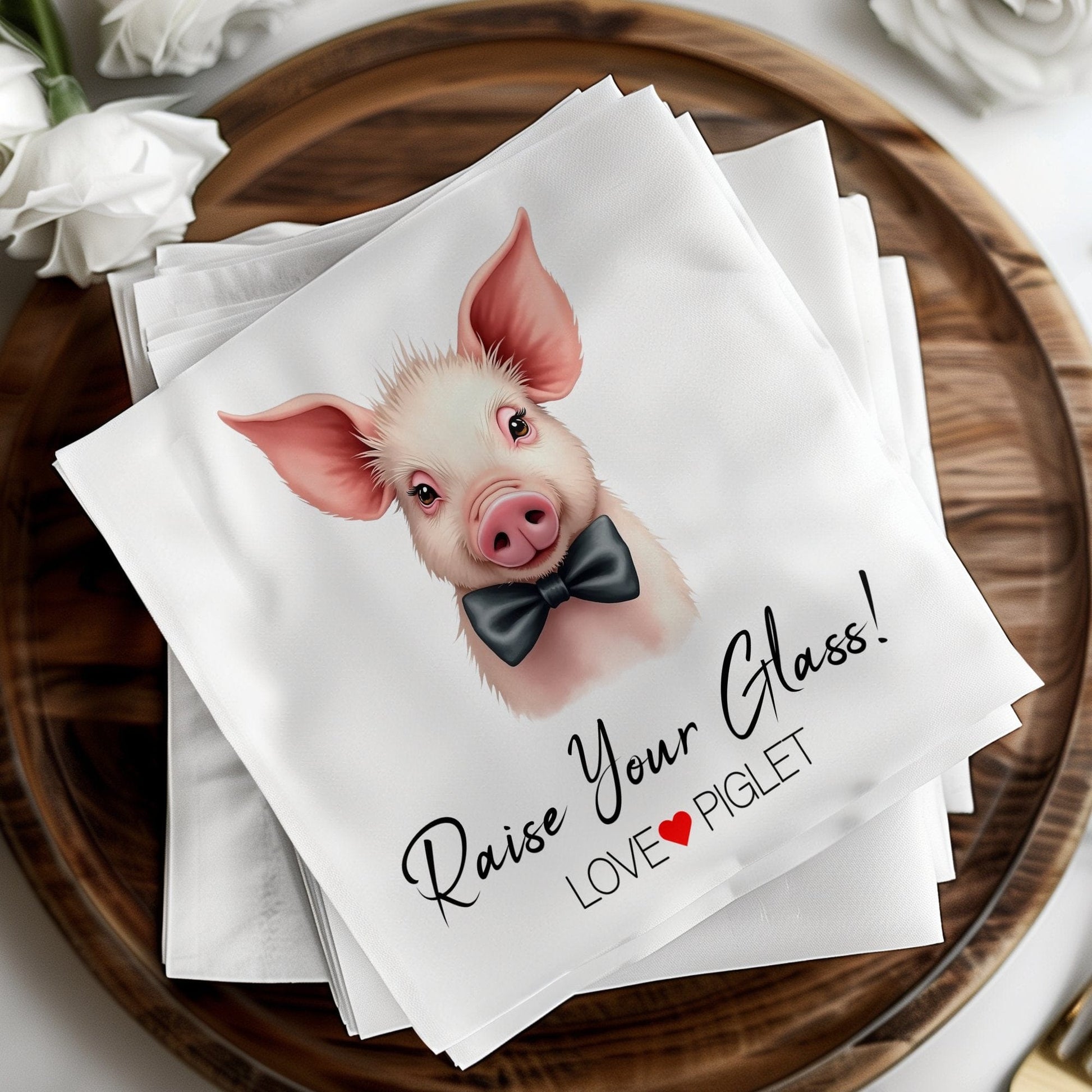 Raise Your Glass Custom Wedding Pet Portrait Napkin