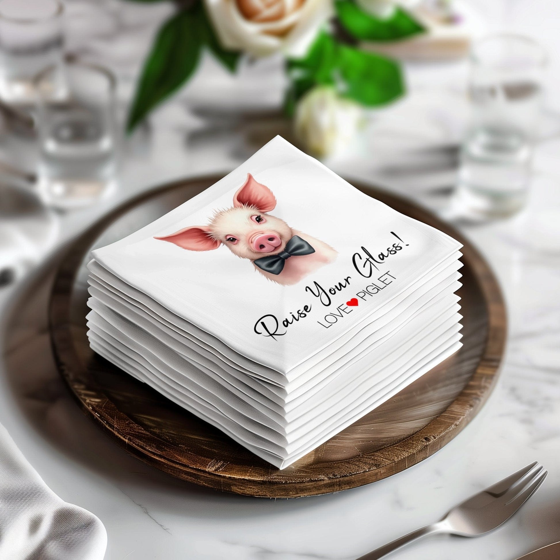 Raise Your Glass Custom Wedding Pet Portrait Napkin