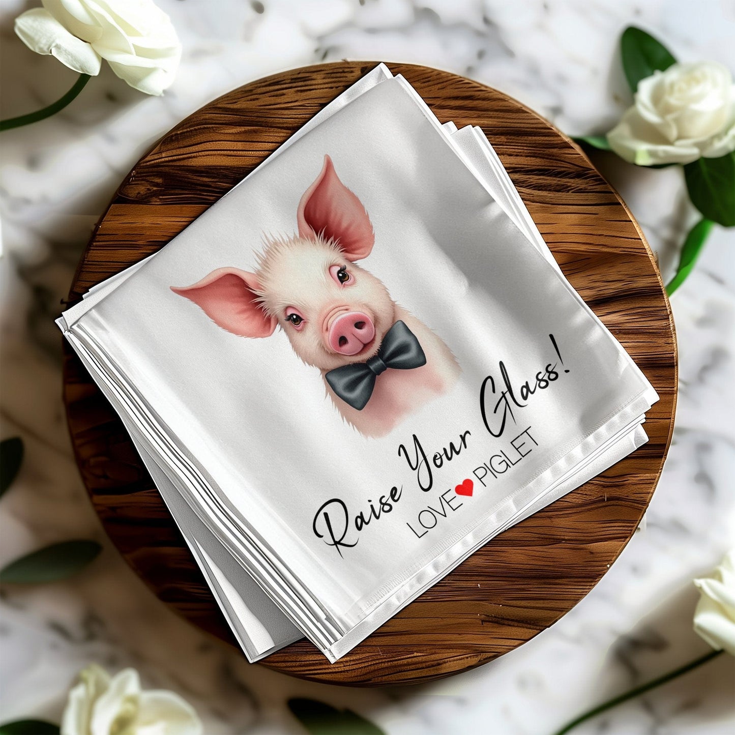 Raise Your Glass Custom Wedding Pet Portrait Napkin