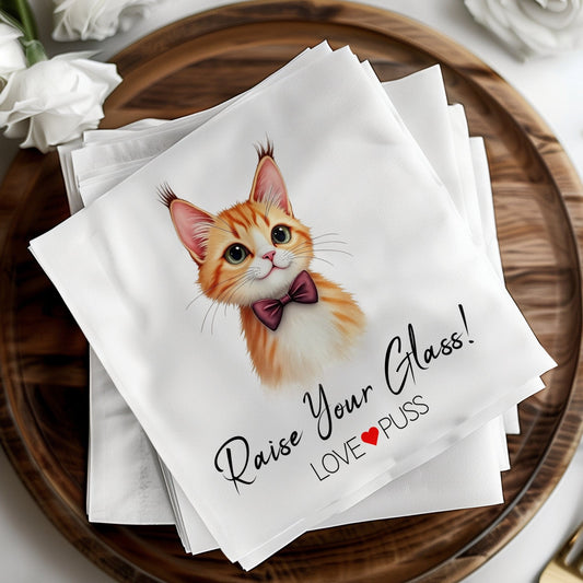 Raise Your Glass Love Puss Custom Pet Napkin