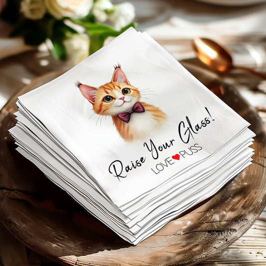 Raise Your Glass Love Puss Custom Pet Napkin